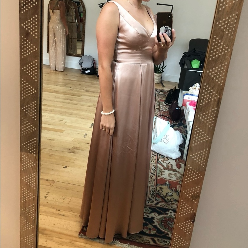 Champagne pink bridesmaid dress
